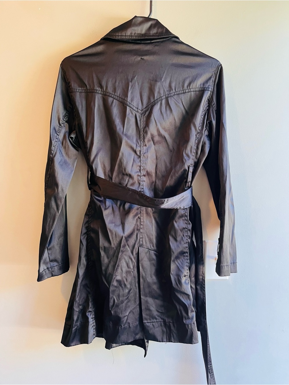 Noblita Classic Double-Breasted Black Trench Coat with Belt XS - Picture 5 of 10
